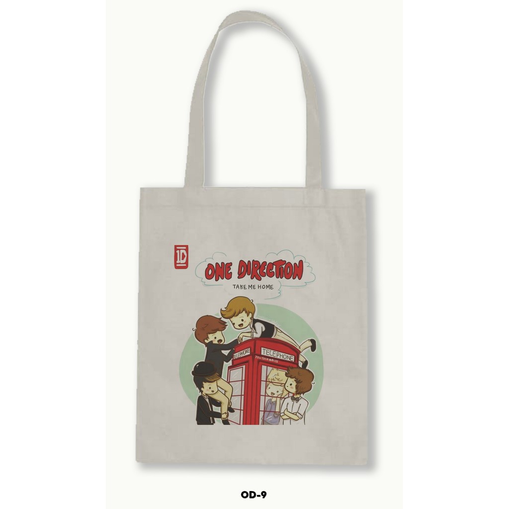 Tas Tote Bag Resleting Kanvas/Blacu  - One Direction .01