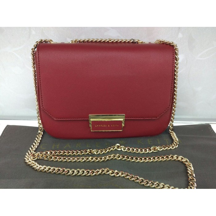 GROSIR 0551 Tas Charles and Keith Push lock Chain SLING BAG ORIGINAL CK 100% TAS SELEMPANG
