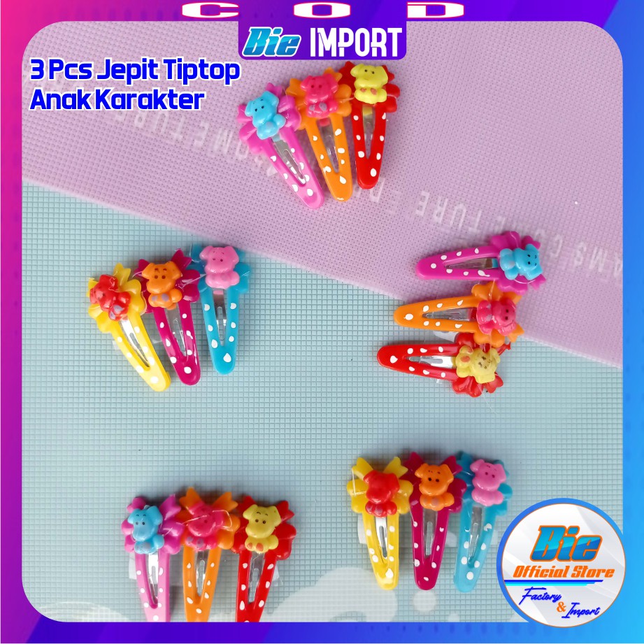 4 Pcs Jepit Tiptop Anak Karakter Lucu Impor Best Seller