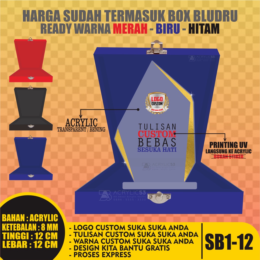 PLAKAT, PLAKAT AKRILIK, PLAKAT ACRYLIC, PLAKAT CUSTOM, VANDEL, PIAGAM PENGHARGAAN 15X10 + BOX SN40