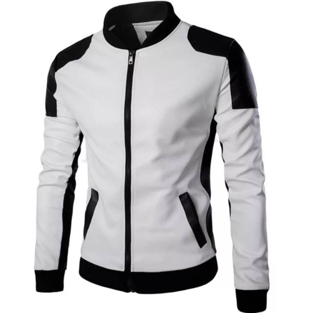 Jaket pria white and black