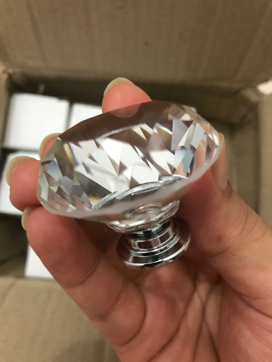 Handle Tarikan Laci Pintu Kristal Warna Putih Bening Ukuran 3cm