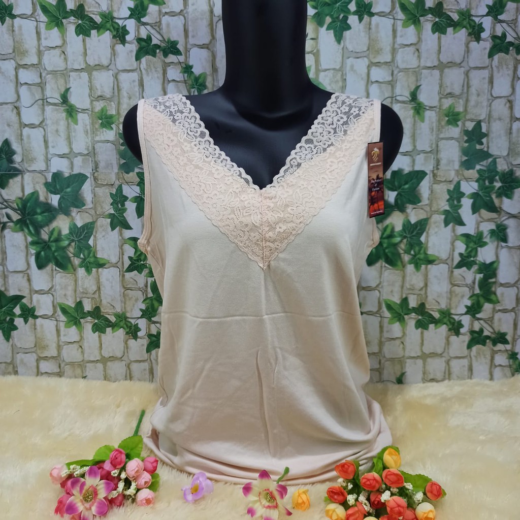Tanktop/Singlet Jumbo XXL Renda V-Cream
