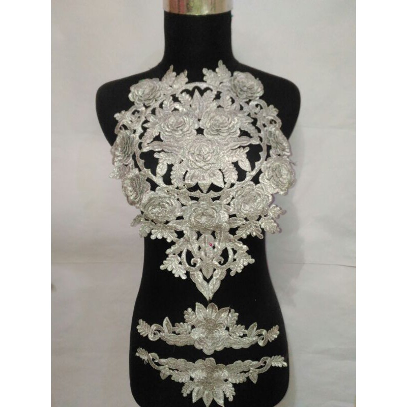 Renda bordir bunga timbul rosee