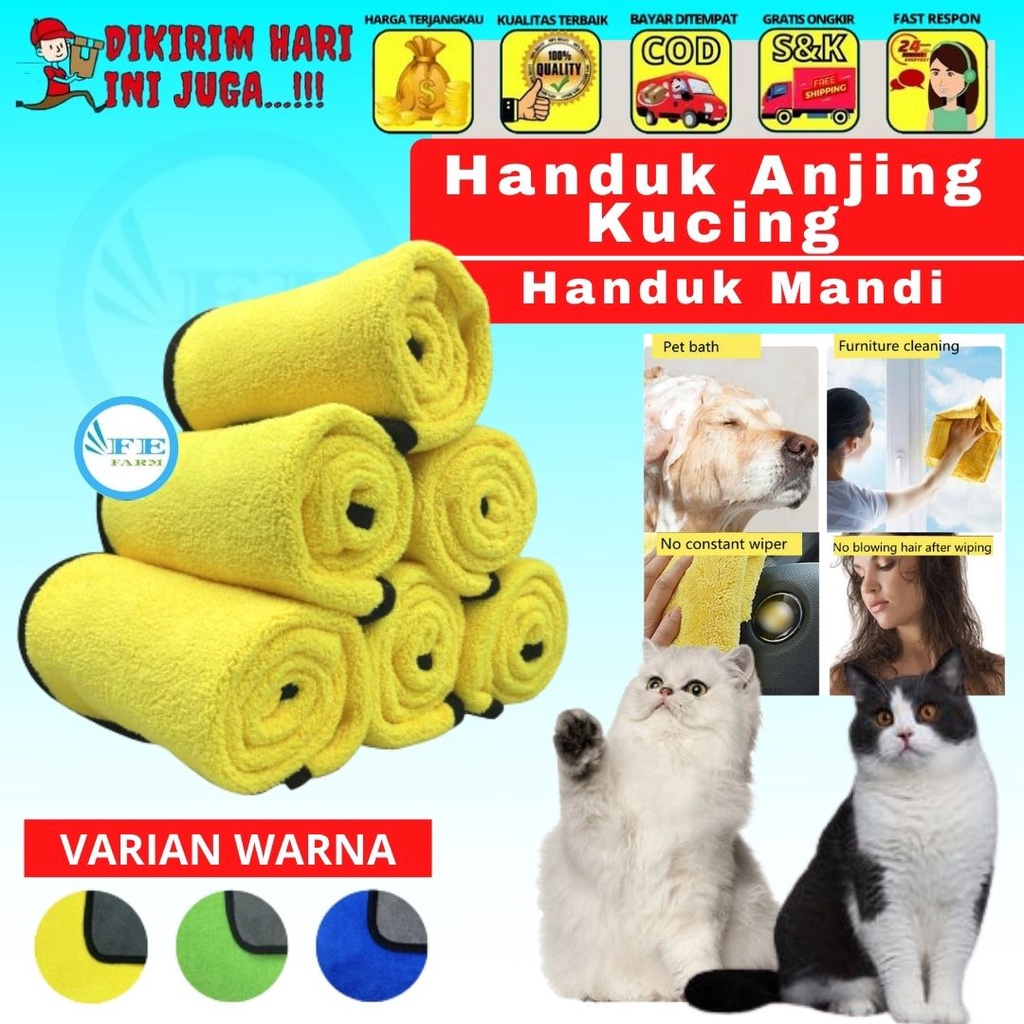 Handuk Anjing Kucing Handuk Kucing Microfiber Handuk Grooming Kucing Anjing Pet Towel FEFARM