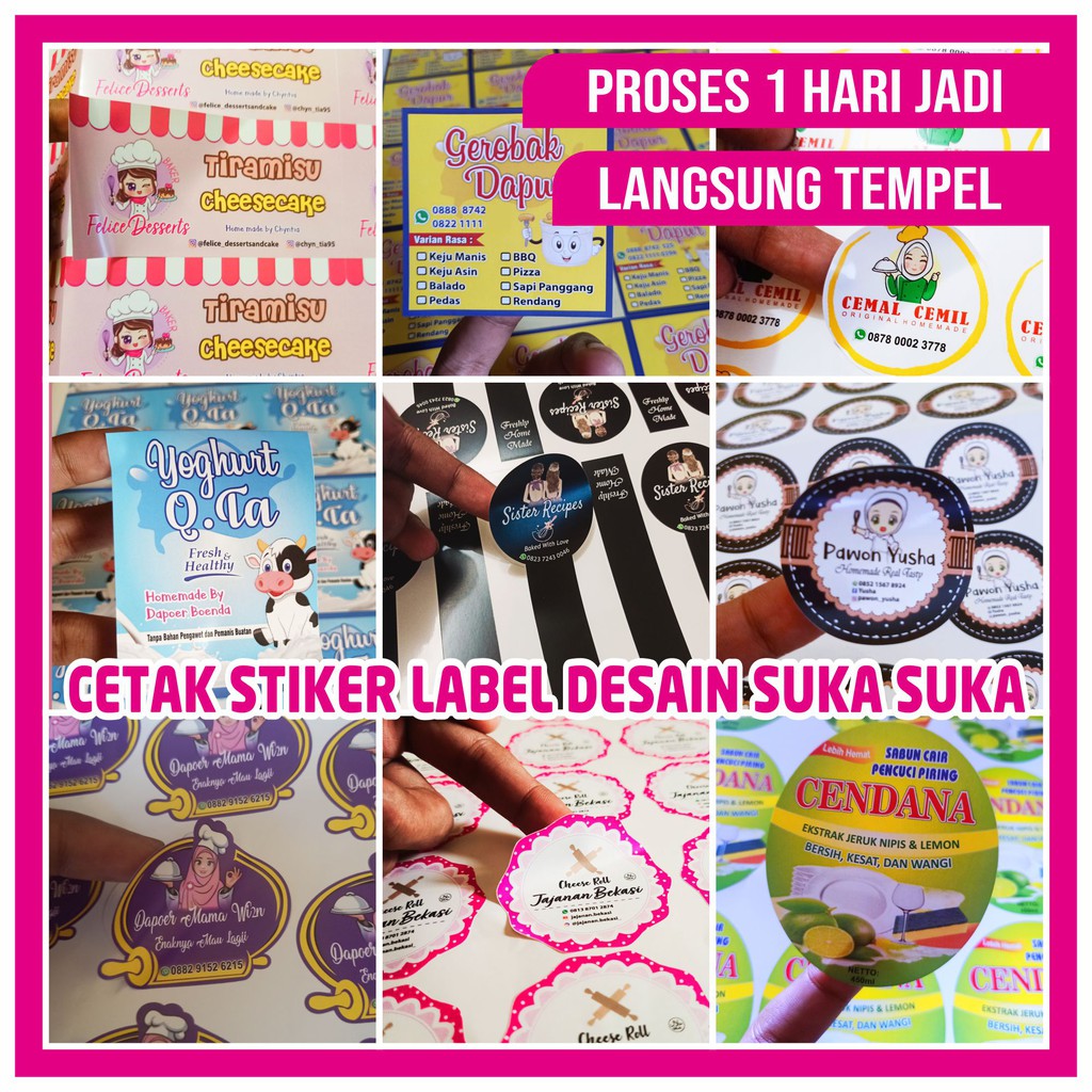  Stiker  Label A3  VINYL  CUTTING Kotak Bulat Oval 