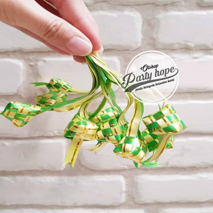 

ketupat lebaran pita sedang / hiasan parcel / aksesoris idul fitri / lebaran