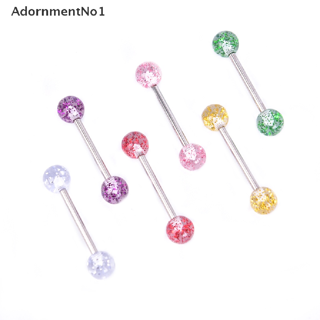 [AdornmentNo1] 8PCS/Set Colorful Glitters Tongue Rings Barbell Ball Body Piercing Jewelry [new]