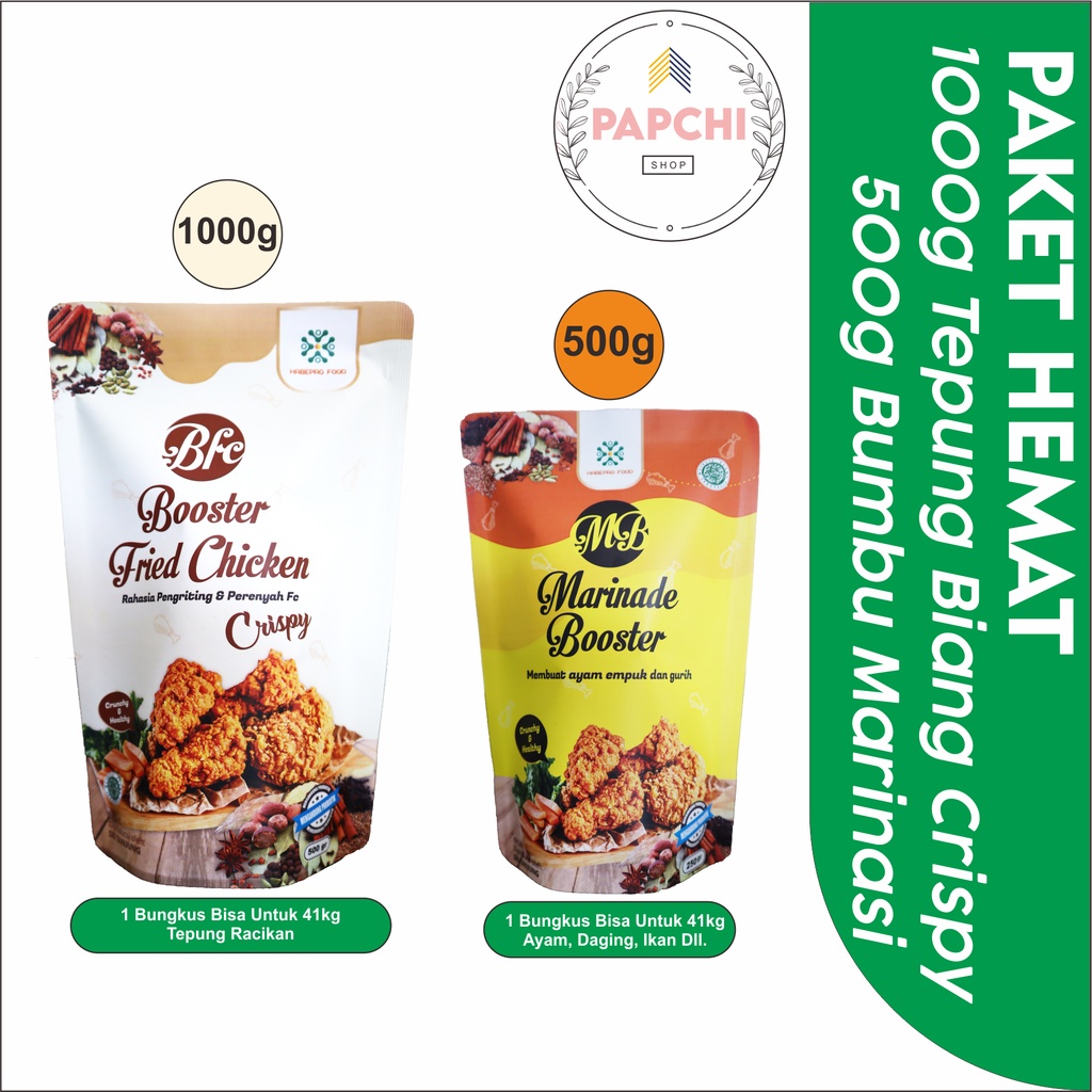 

Tepung Krispi ‐ Tepung Krispy - Tepung Crispy - Tepung Kentucky - Tepung Biang Fried Chicken - Tepung Bumbu Kentucky - PAKET HEMAT - BOOSTER FRIED CHIKEN 1000 gram / 1kg dan MARINADE BOOSTER 500 gram - Tepung Biang Kentucky - TEPUNG KFC - BFC