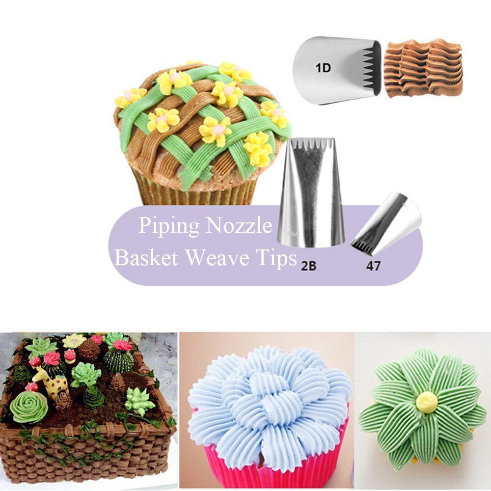 Nanas 1/3PCS Icing Piping Nozzle Bakeware Bakery Pastry Tips Basket Menenun Stainless Steel Alat Es Krim