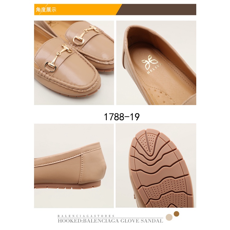 HELIVA ISABEL Flat Shoes Loafer Chain Bahan Kulit 1788-19 Original Brand