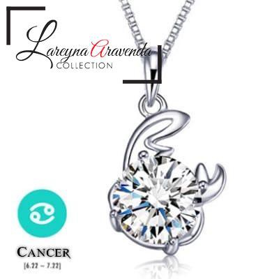 Kalung Titanium + Liontin Wanita Model Zodiak Kristal Crystal Swarovski KLZDK