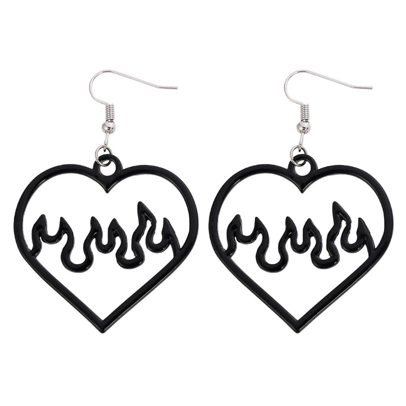 Siy Anting Tusuk Gantung Bahan Akrilik Desain Hati Warna Hitampink Gaya Punk Untuk Wanita