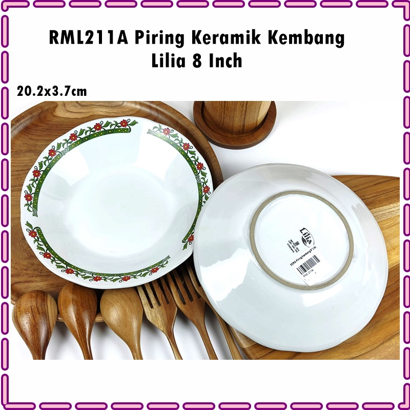 RML211A Piring Makan Keramik Kembang/Piring Motif Jadul Lilia 8 Inch