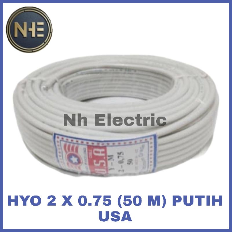 Kabel Listrik Hyo 2x0,75mm Putih 50 Meter Usa - Kabel Serabut Hyo 2x0.75mm 50M White Usa