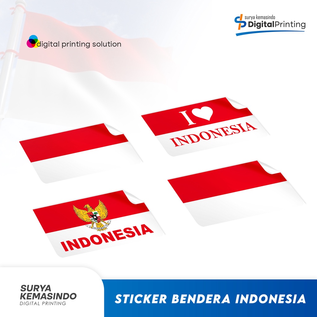 

Sticker Bendera Indonesia (4x2 cm) cuttingsticker - customsticker - stciker label - SKIDigiPrint