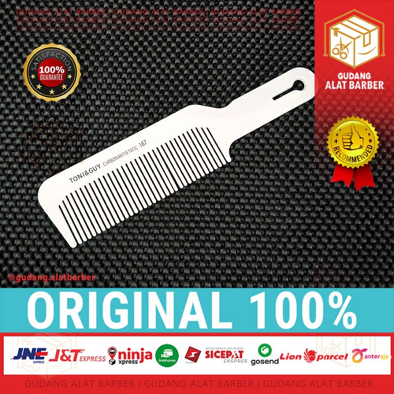 Sisir Toni&Guy White Series Carbonantistatic Parting Overcomb Alat Cukur Pangkas Rambut Barbershop Salon-2