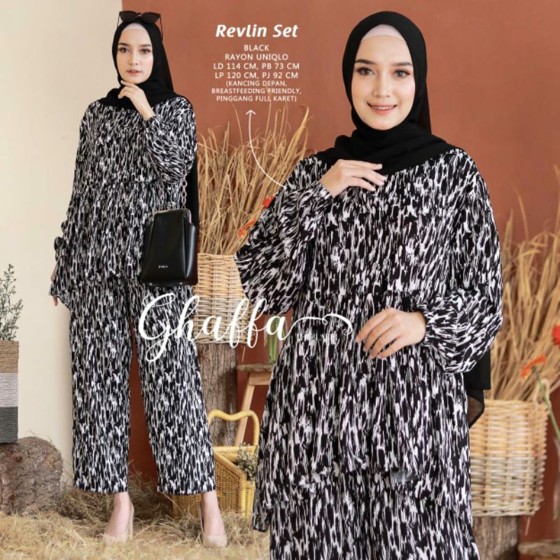 Revlin Set Tunik Pants Jumbo Katun Rayon