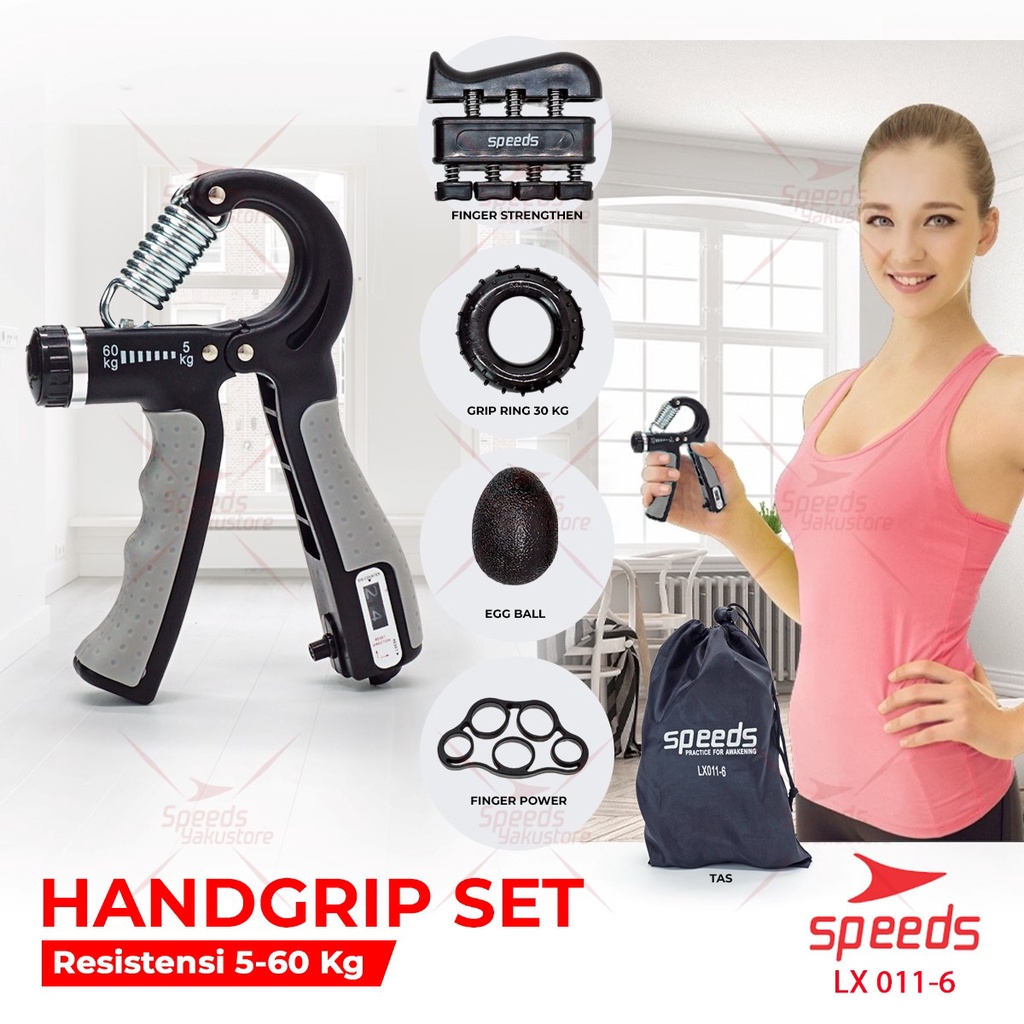 Set Alat Olahraga Tangan 5in1 Multifungsi Handgrip Finger Stretcher Egg Ball Grip Ring