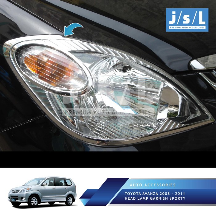 Garnish Lampu Depan Head Lamp Garnish Sporty Chrome Toyota Avanza 2008 2009 2010 2011