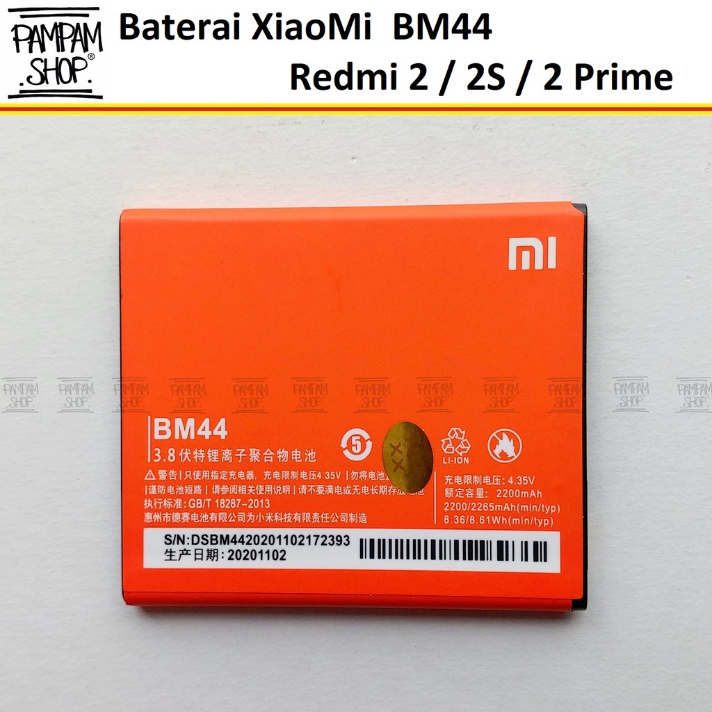 Baterai XiaoMi BM44 Redmi 2 2S Prime Original OEM Batre Batrai Battery HP Handphone BM 44 Ori