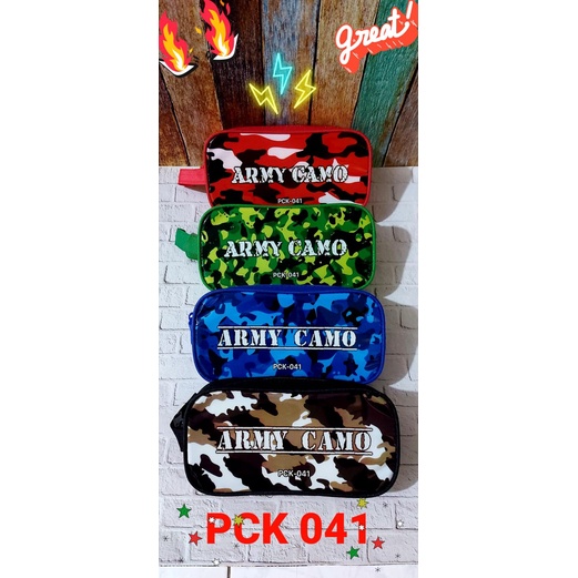 Kotak Pensil KAIN/PENCIL CASE PVC/tempat pensil-ARMY CAMO-041