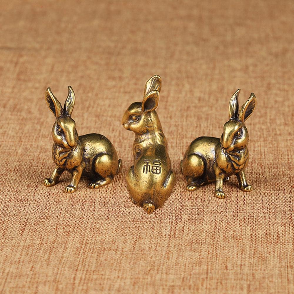 Augustina Tembaga Kelinci12 Zodiak Retro Zodiak Patung Kuningan Padat Miniatur Ornamen Dekorasi Rumah