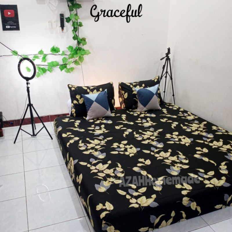 Sprei Motif Bunga Warna Hitam Katu STAR Graceful