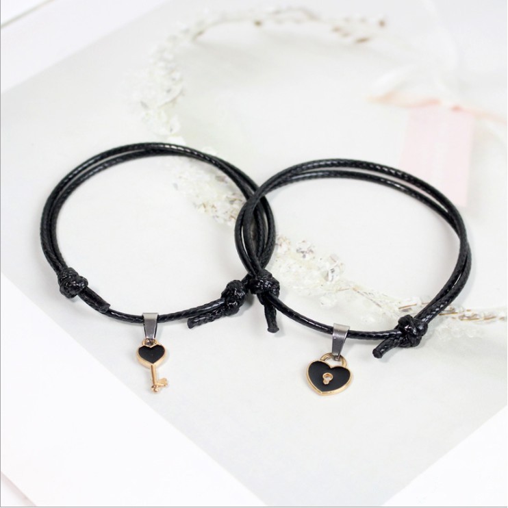AZ077 Gelang Persahabatan 2 Orang Gelang Couple Kunci Cinta Kunci Pasangan Sederhana Gelang