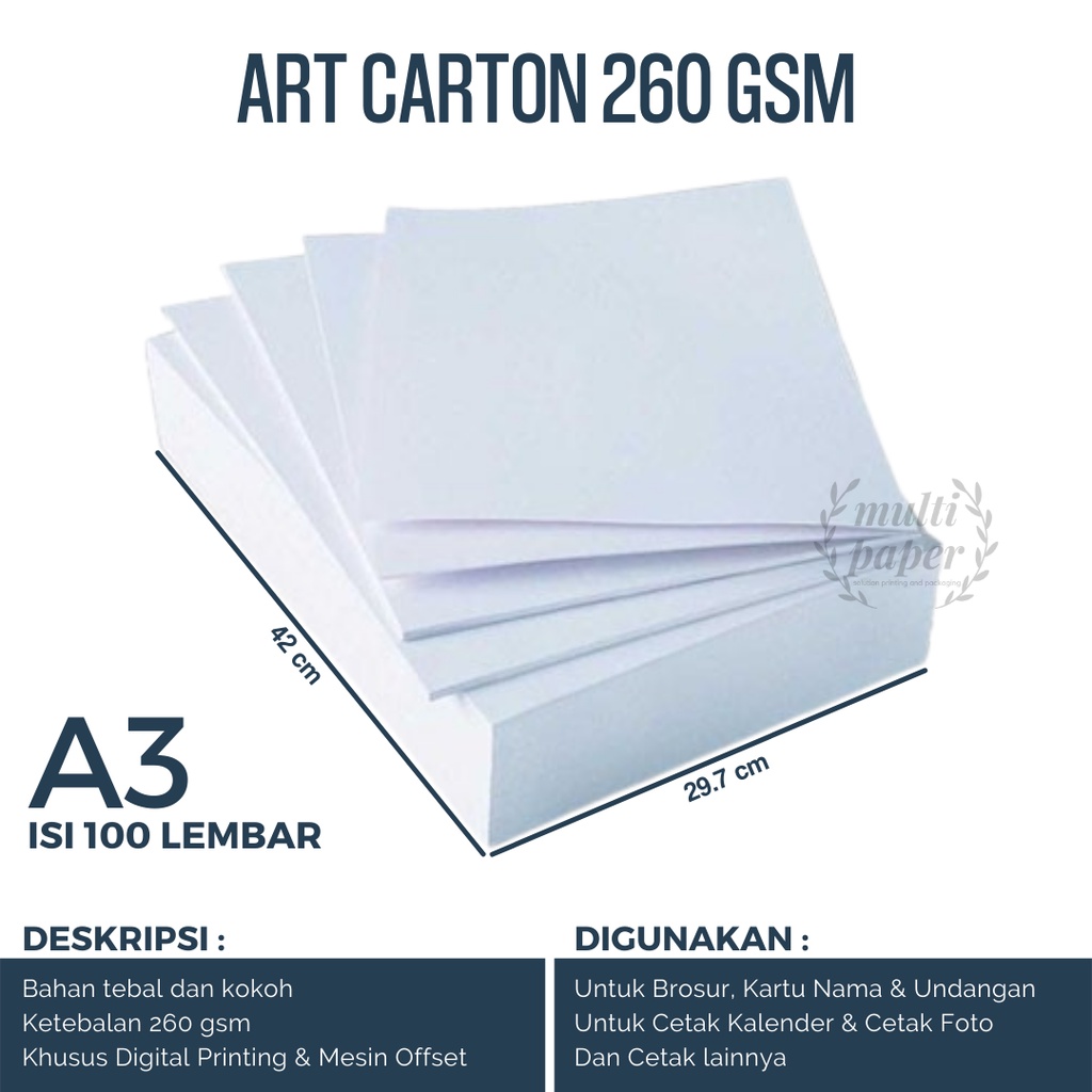 

Art Carton 260 gsm A3 isi harga 100 lembar / Art Carton A3 260 gsm