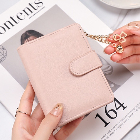 DOMPET LIPAT WANITA KECIL IMPORT KULIT PINK GRACE WA552P3 MINI SLOT KARTU RESLETING KOIN PREMIUM FASHION KOREA REMAJA KEKINIAN SIMPLE LUCU CEWEK MURAH