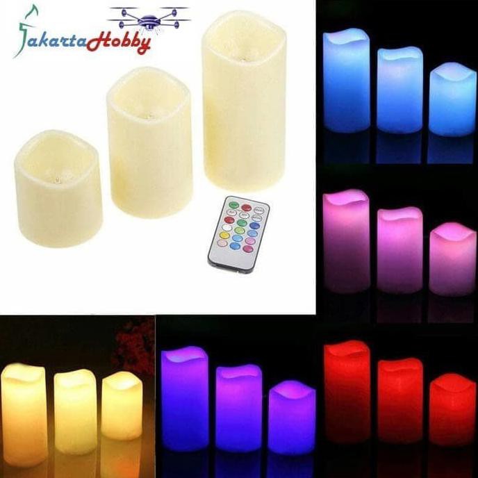 Lilin Elektrik Besar Rgb 3Pcs Led Lilin Valentine Mati Lampu Palsu Big Promo Hari Ini