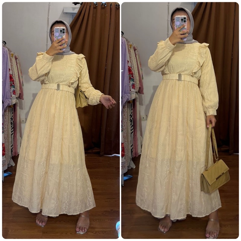 kalya maxi, gamis import premium, dress lafreya lfy, maxi brukat, lafreya dress, gamis putih, dress 