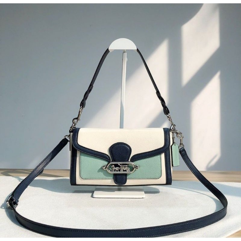 Coach Jade Shoulder Bag in Color block White Motif Green (2341)