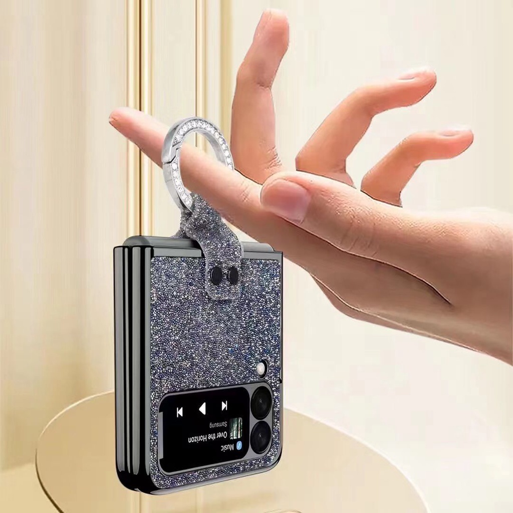 FA Luxury Bling Glitter Case Samsung Z Flip 3 4 Casing Handphone Hard Case Dengan Ring Cincin Holder