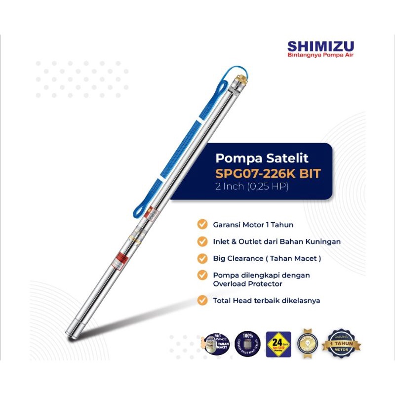 Submersible Satelit SHIMIZU SPG70 226K Bit Pompa Celup Sumur Dalam