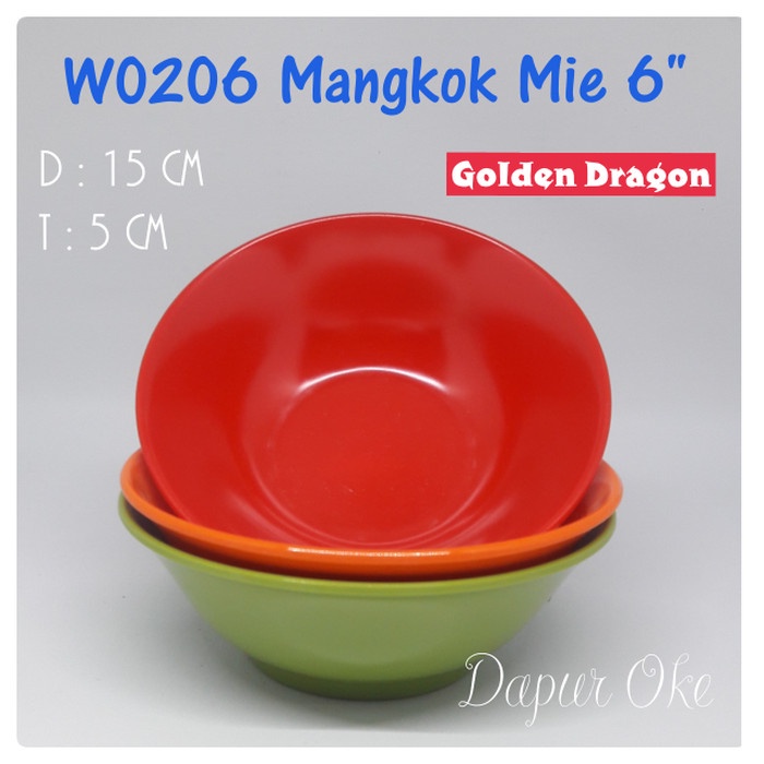 GOLDEN DRAGON Mangkok Mie 6 inch W0206 - Mangkok Melamine