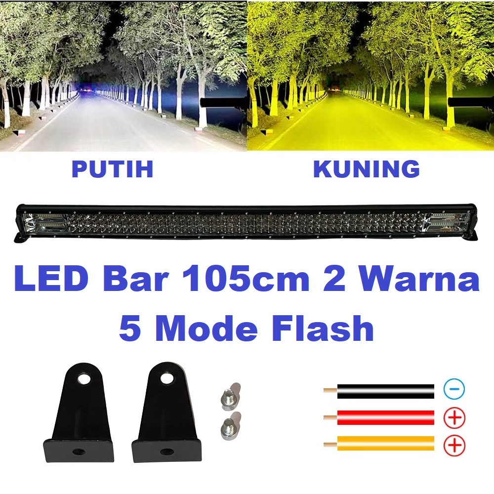 Lampu Tembak Sorot LED Bar 2 Warna Flash Mobil 105cm 100cm LEDBar 100 105 cm 1 Meter Jeep Off Road Spotlight Floodlight