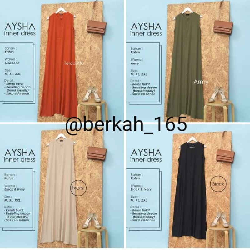 AYSHA INNER DRESS KUTUNG TANPA LENGAN INNER GAMIS DALEMAN DRESS BAHAN KATUN ADEM