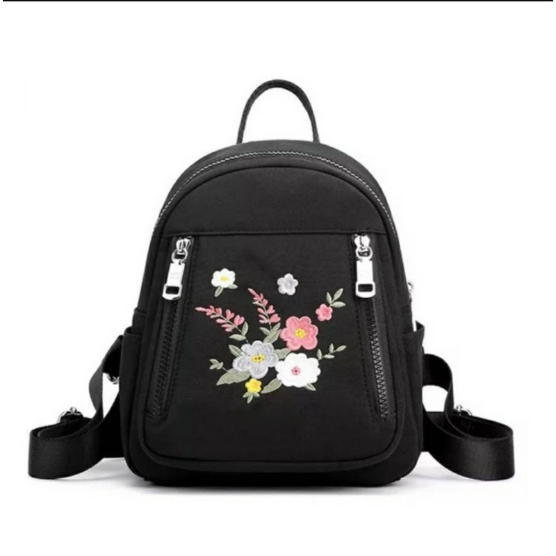 Super Sale 10.10 Ransel Wanita Tas Wanita Bunga Ransel Korea Flower Bordir Banyak Ruang