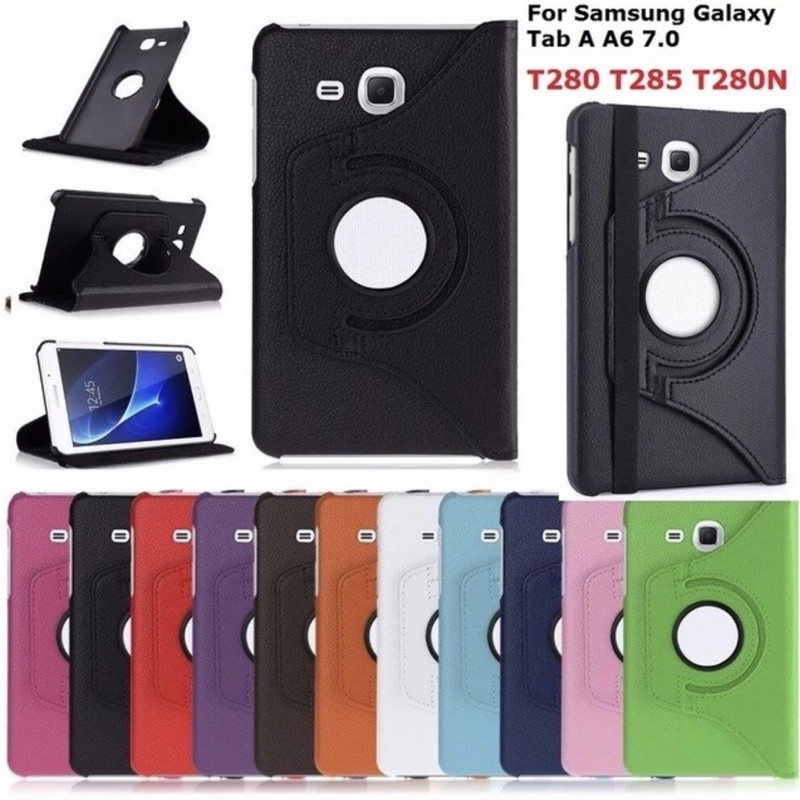 Sarung Lotary Samsung Galaxy Tab A6 7inch T280 T285 Sarung Putar 360 Flip Cover Case