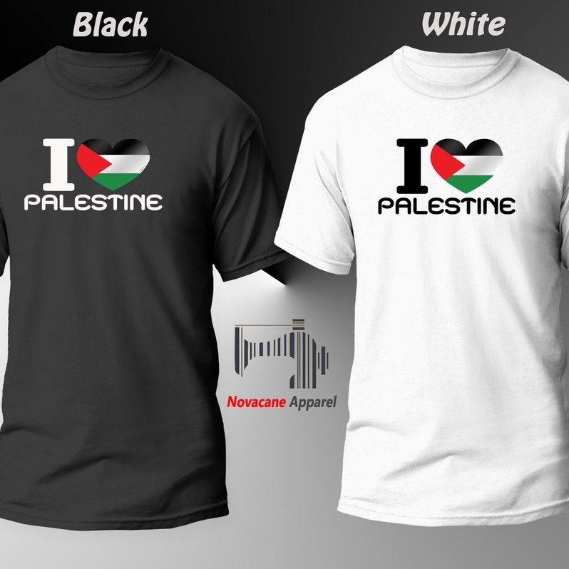 Pakaian Pria Wanita  I LOVE PALESTINE Combed Novacane