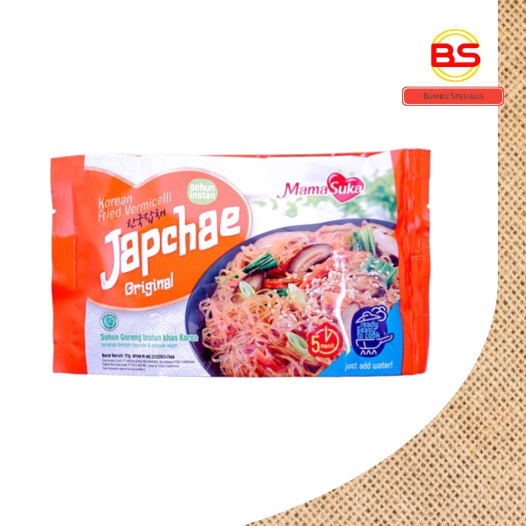 MamaSuka Japchae Original, Spicy / Sohun Goreng Instant Khas Korea 111 gram