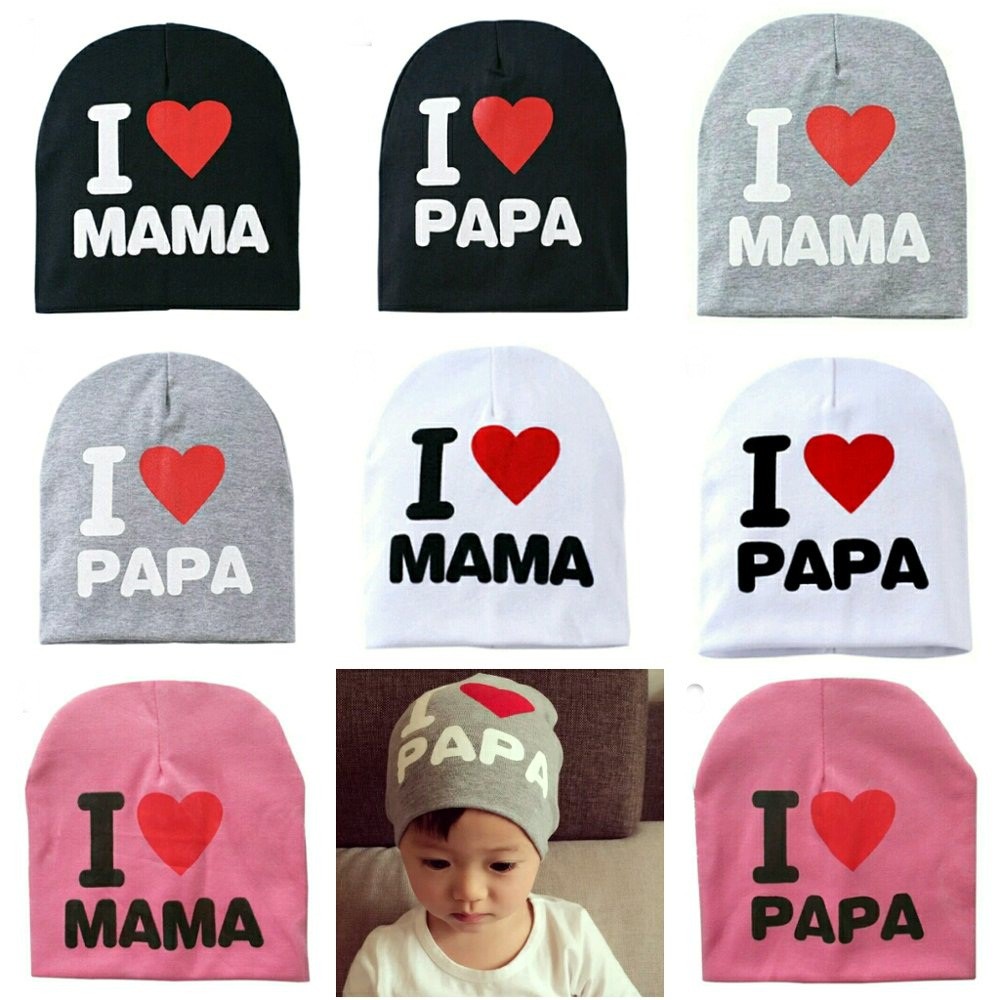 fashion anak laki-laki perempuan topi kupluk i love mama papa