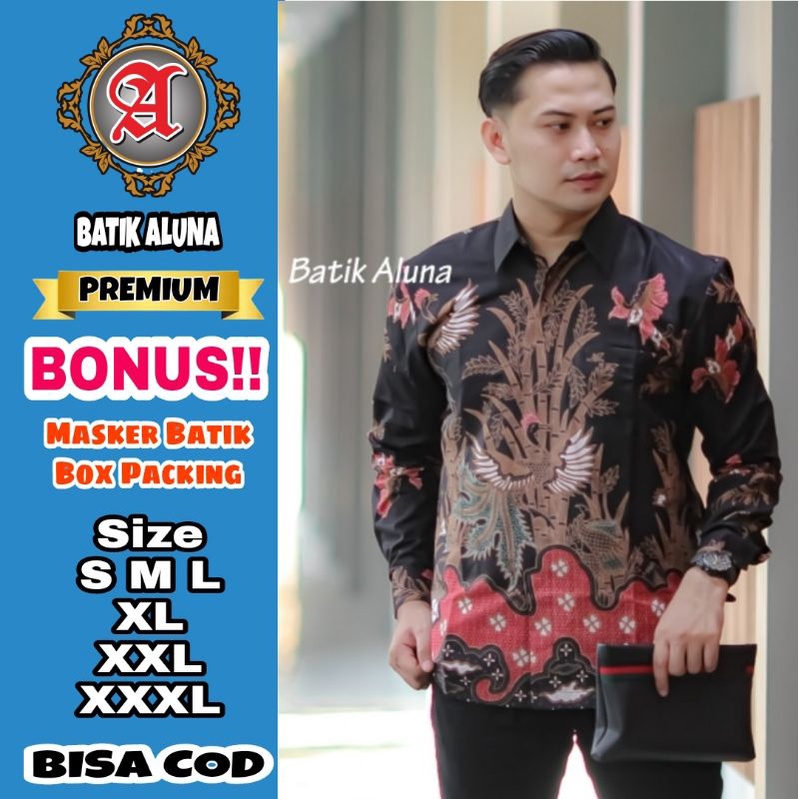 Baju Batik Pria Premium Lengan Panjang Full Furing Batik Solo Pekalongan Batik Reguler Batik Aluna P
