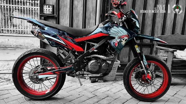 Decal KLX BF 150 Dekal Sticker Motor Custom Kawasaki Motif Grafis Skull Tengkorak Supermoto 60