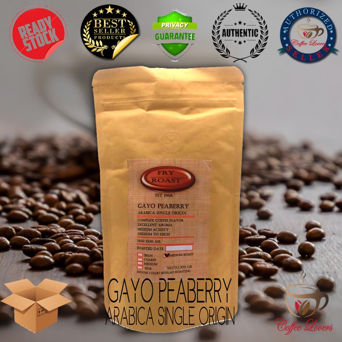 

FRY AND ROAST KOPI ARABIKA GAYO PEABERRY 200 GRAM (BIJI/BUBUK)