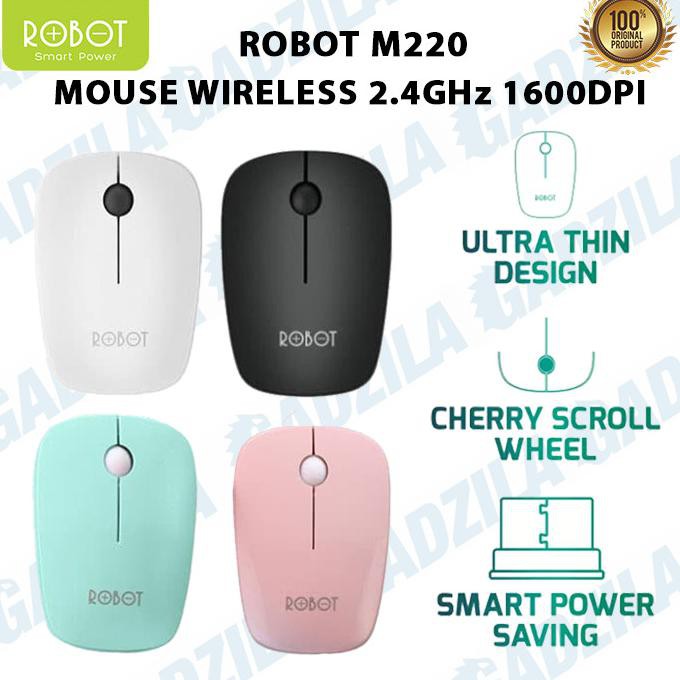 ROBOT M220 2.4G WIRELESS OPTICAL MOUSE CHERRY SCROLL LAPTOP KOMPUTER garansi 1 year