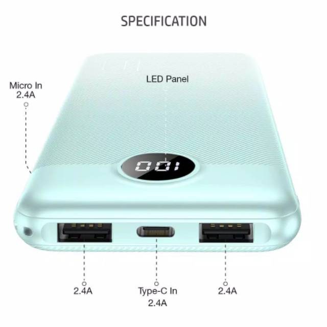 MOFIT M18 Powerbank 10.000mAh LCD + Fast Charger