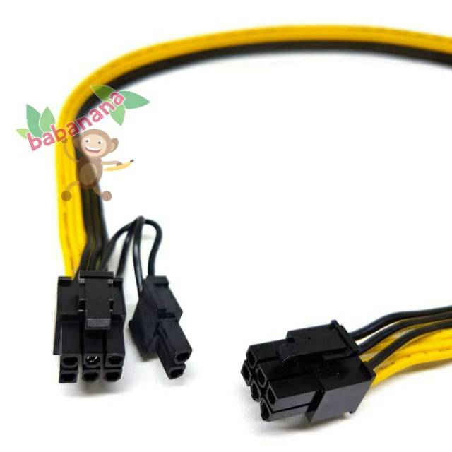 Kabel Power VGA 6 pin Male to 8 Pin Male PCIE PCI-E mining 50cm